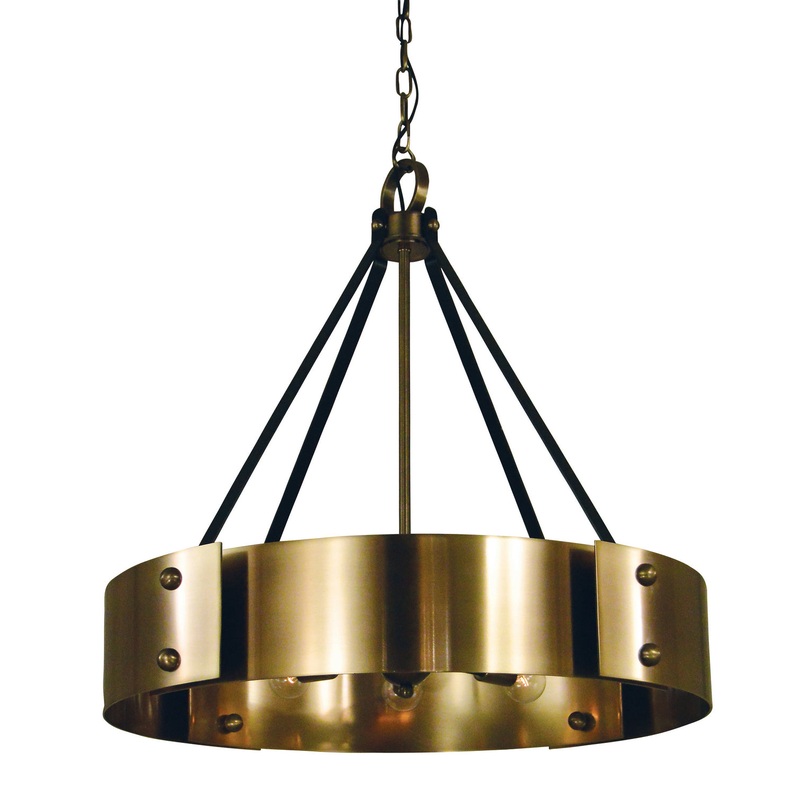 Framburg 5298 AB/MBLACK Lasalle Eight Light Chandelier, Antique Brass with Matte Black Accents