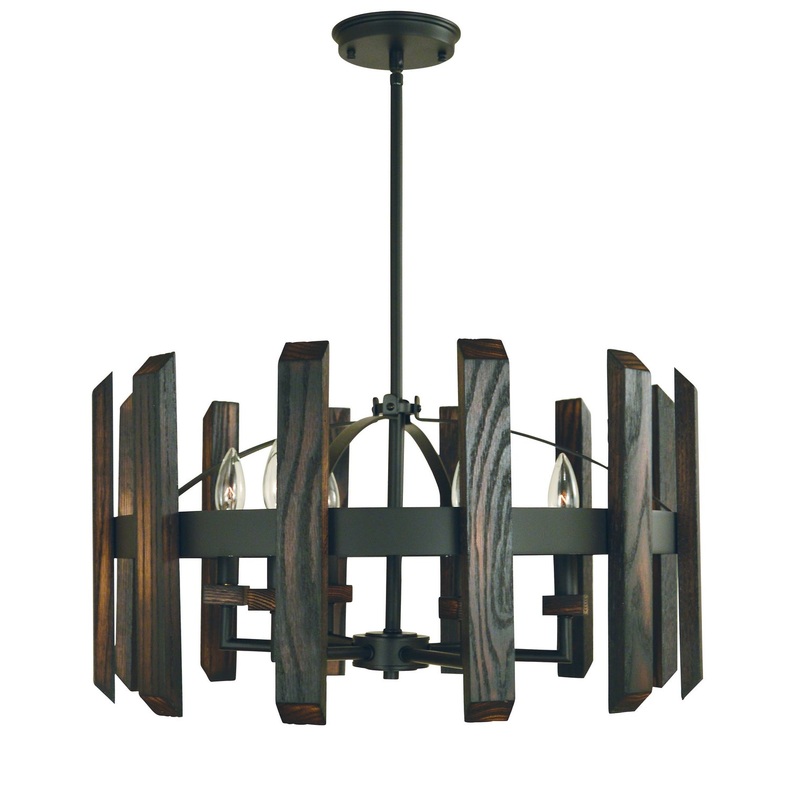Framburg 5375 MBLACK Modern Farmhouse Six Light Chandelier, Matte Black