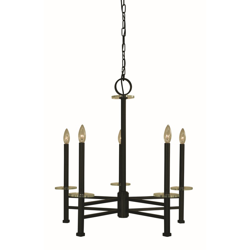 Framburg 5445 MBLACK Metropolitan Five Light Chandelier, Matte Black