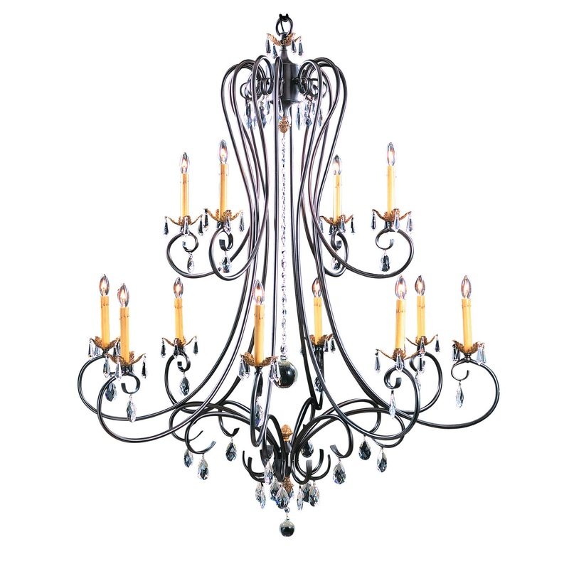 Framburg 9907 MB Liebestraum 12 Light Foyer Chandelier, Mahogany Bronze