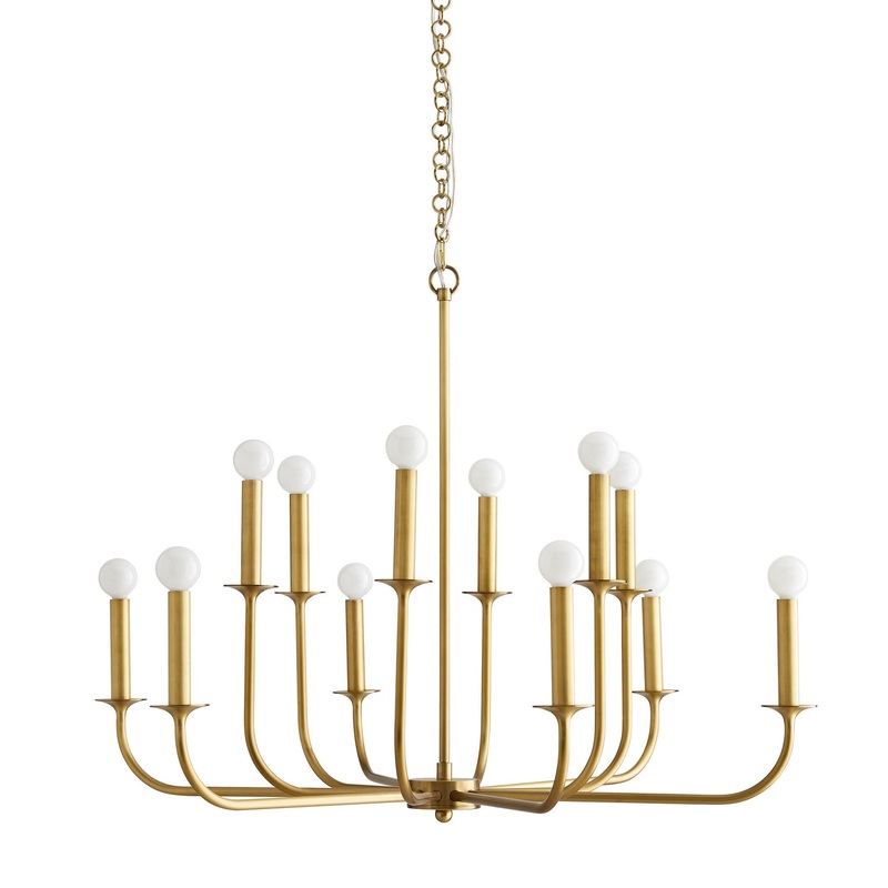 Arteriors 89343 Breck 12 Light Chandelier Antique Brass