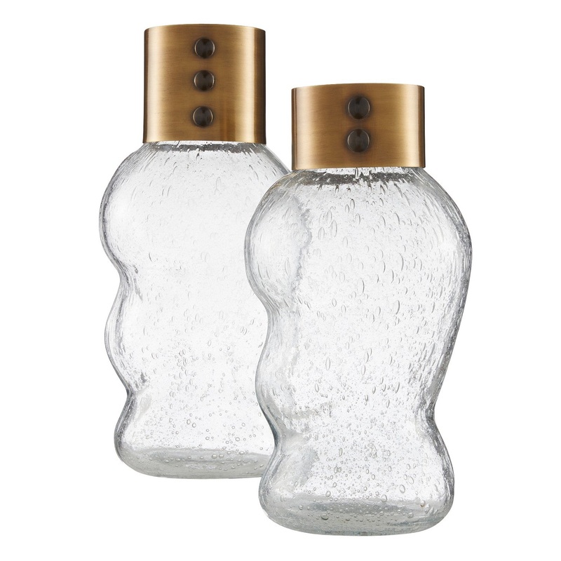 Arteriors AVI05 Decker Vases, Set of 2 Clear/Vintage Brass/Bronze