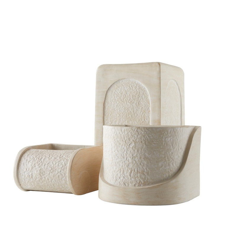 Arteriors AVS07 Callies Planters, Set of 3 Ivory/Ivory/Clear