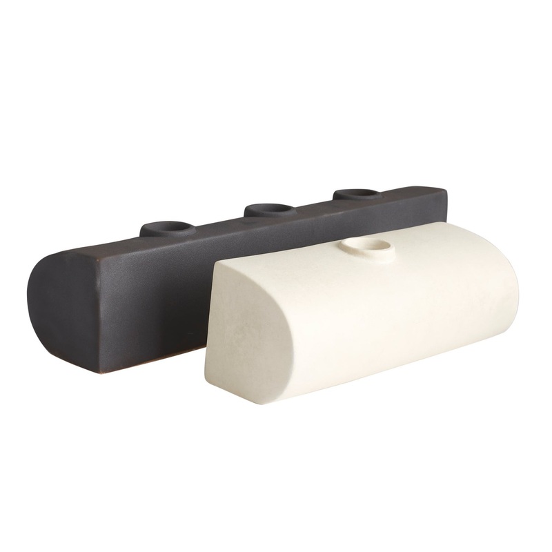 Arteriors DA1000 Roll Vases, Set of 2 Matte Black (Discontinued)