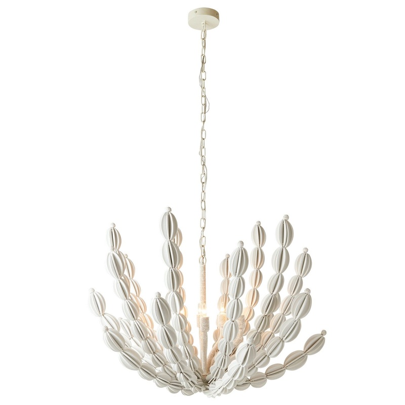 Arteriors DLS12 Indi Eight Light Chandelier White/White/White