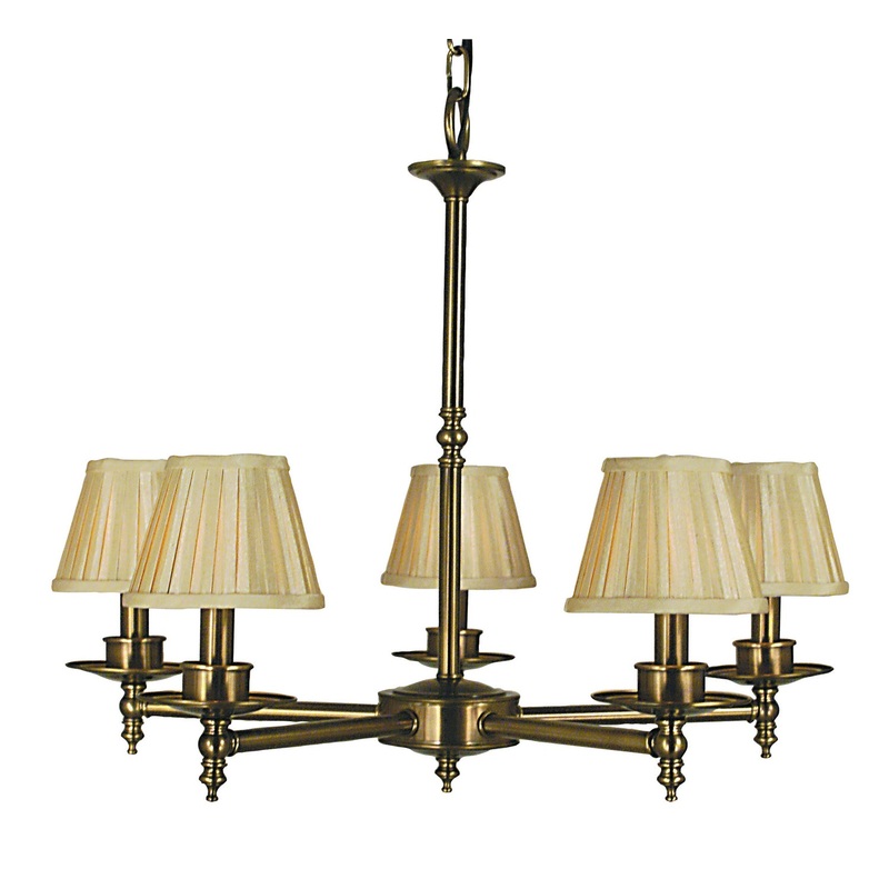 Framburg 2515 AB Sheraton Five Light Chandelier, Antique Brass