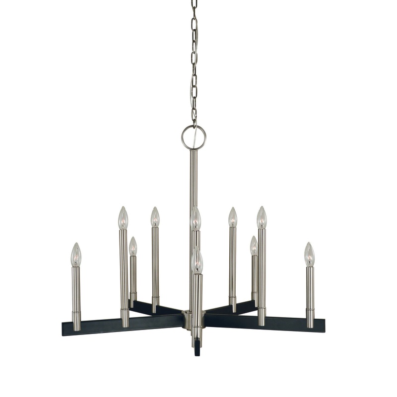 Framburg 5358 BN/MBLACK Jessica Ten Light Chandelier, Brushed Nickel/Matte Black
