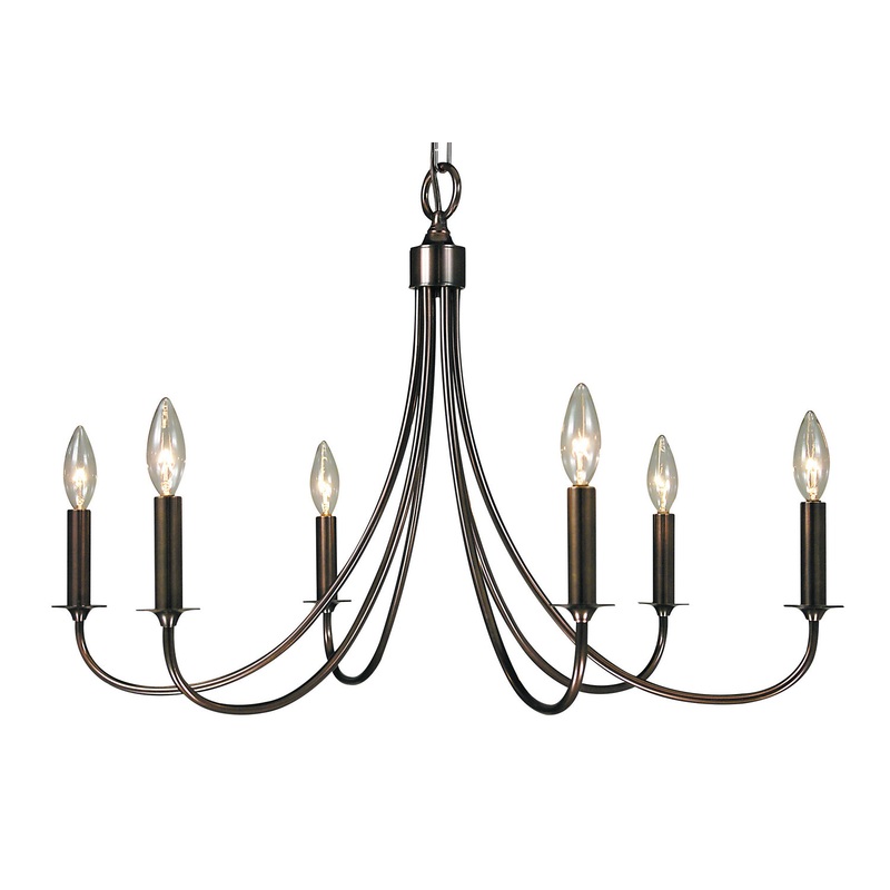 Framburg 1006 RB Maisonette Six Light Chandelier, Roman Bronze