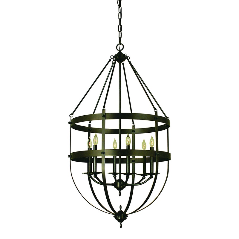 Framburg 1018 MB Hannover Six Light Foyer Chandelier, Mahogany Bronze
