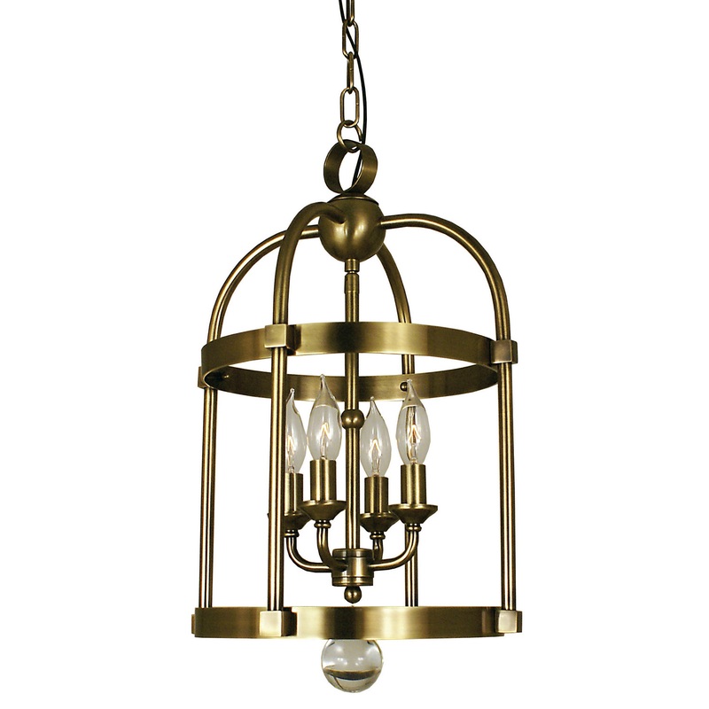 Framburg 1103 AB Compass Four Light Chandelier, Antique Brass