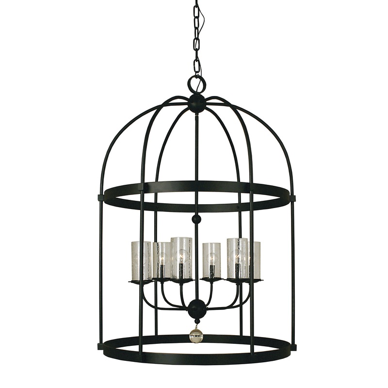 Framburg 1106 MBLACK Compass Six Light Foyer Chandelier, Matte Black