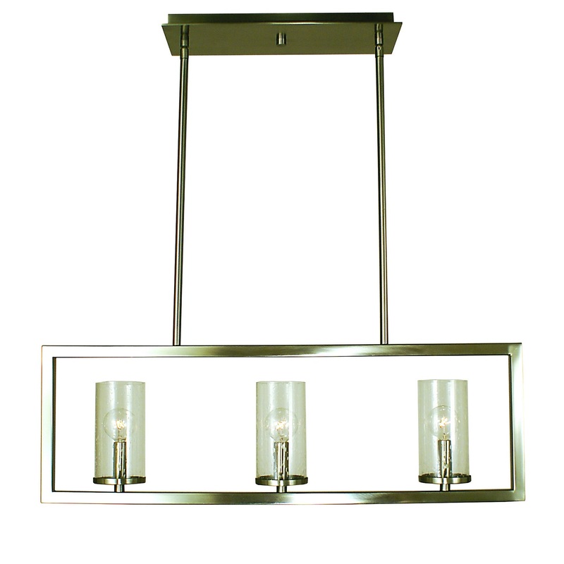Framburg 1153 BN Theorem Three Light Island Chandelier, Brushed Nickel