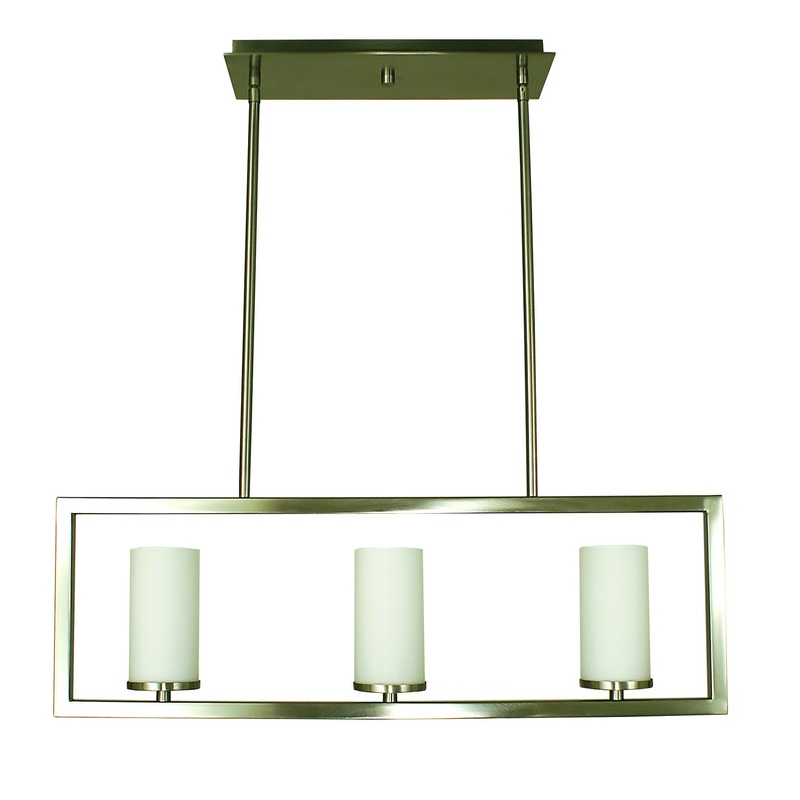 Framburg 1193 BN Theorem Three Light Island Chandelier, Brushed Nickel