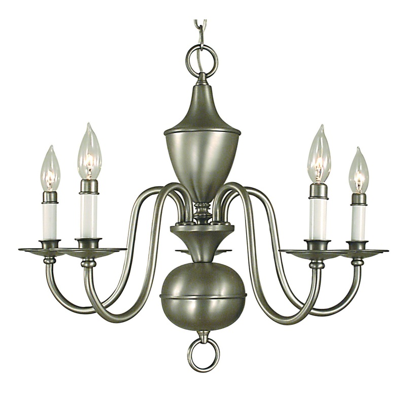 Framburg 2525 SP Jamestown Five Light Chandelier, Satin Pewter