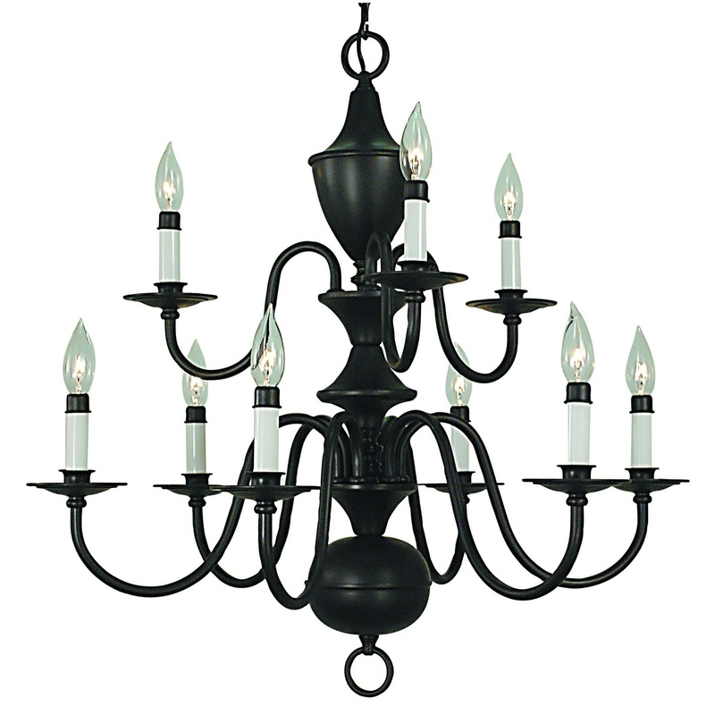 Framburg 2529 MBLACK Jamestown Nine Light Chandelier, Matte Black