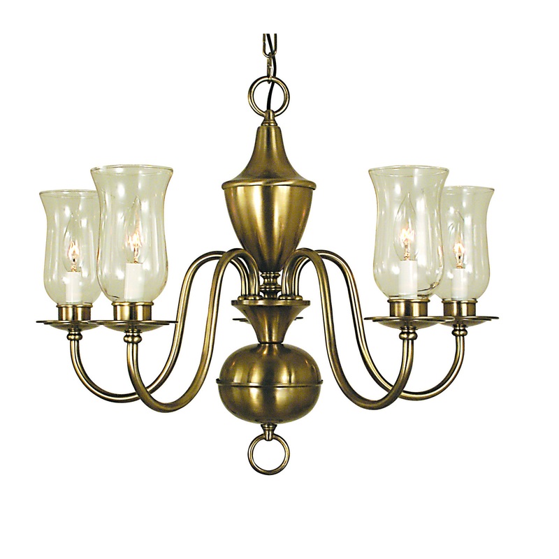 Framburg 2545 AB Jamestown Five Light Chandelier, Antique Brass