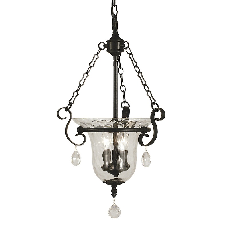 Framburg 2917 MBLACK Carcassonne Three Light Foyer Chandelier, Matte Black