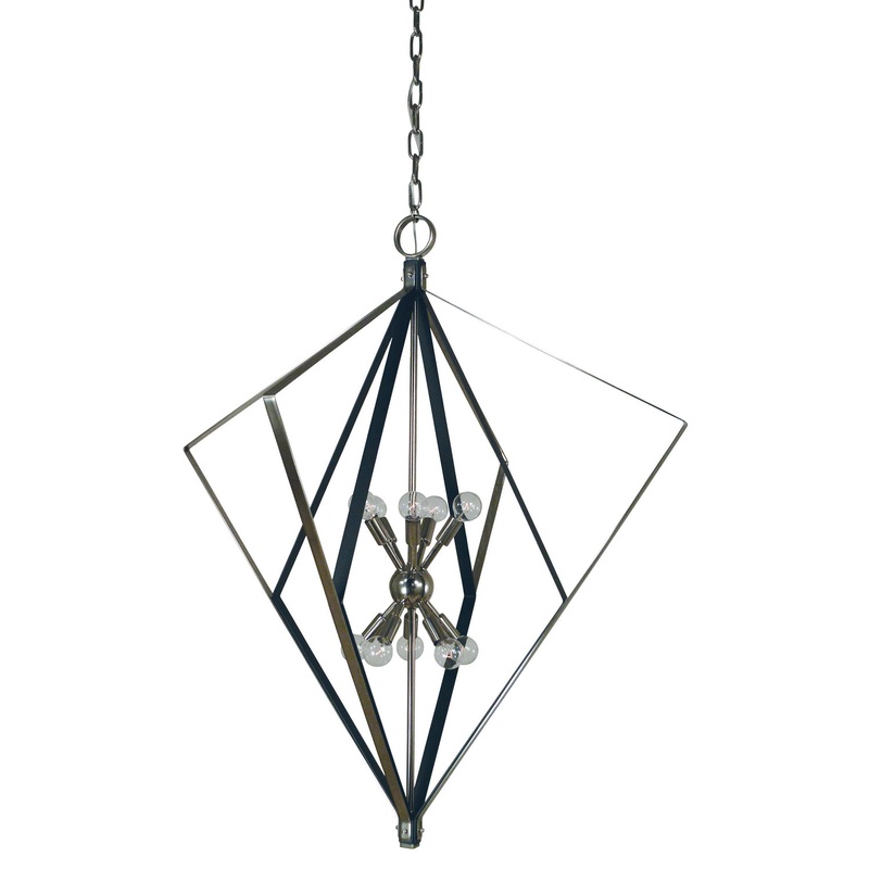 Framburg 3023 PN/MBLACK Zoe Ten Light Foyer Chandelier, Polished Nickel with Matte Black Accents