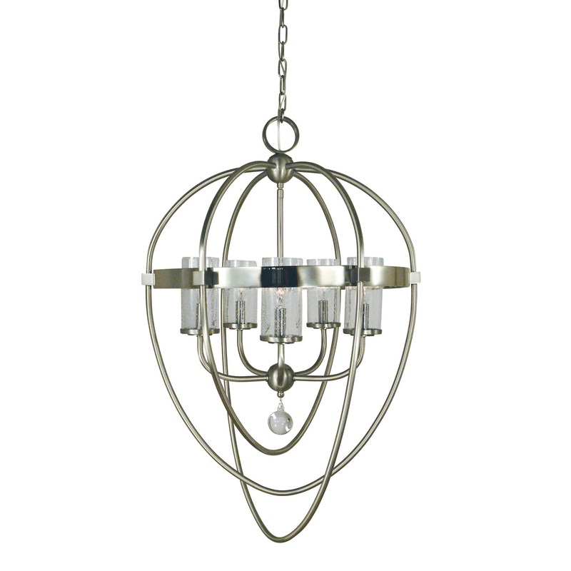 Framburg 3045 BN/PN Margaux Five Light Foyer Chandelier, Brushed Nickel with Polished Nickel Accents