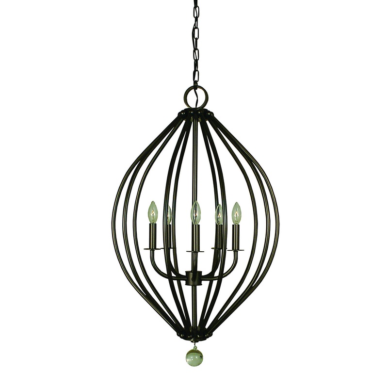 Framburg 4345 MB Dewdrop Five Light Chandelier, Mahogany Bronze
