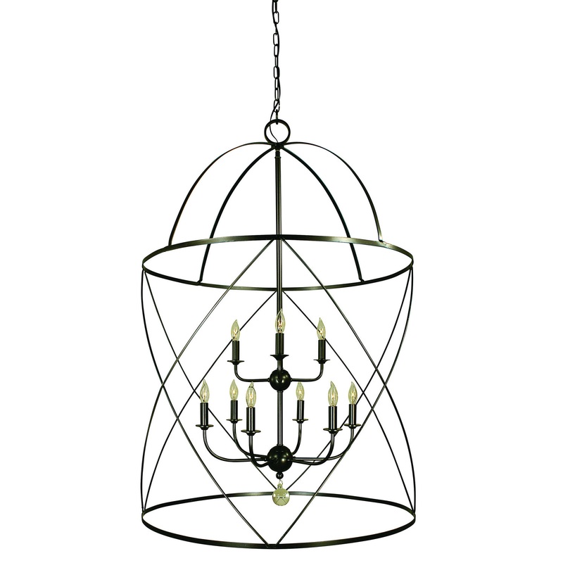 Framburg 4419 MB Nantucket Six Light Foyer Chandelier, Mahogany Bronze