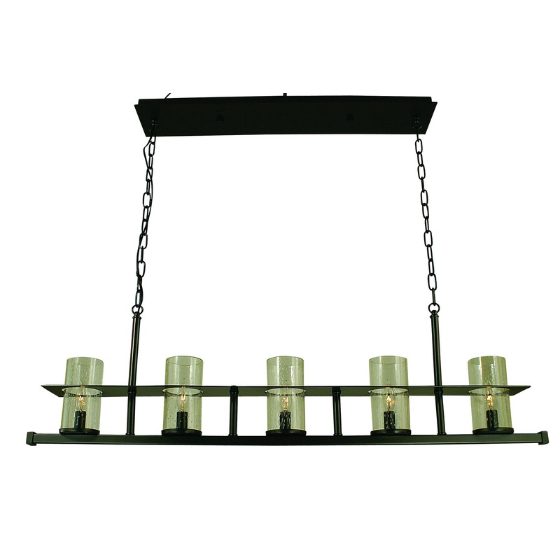 Framburg 4438 MB/C Hammersmith Five Light Island Chandelier, Mahogany Bronze with Clear Glass