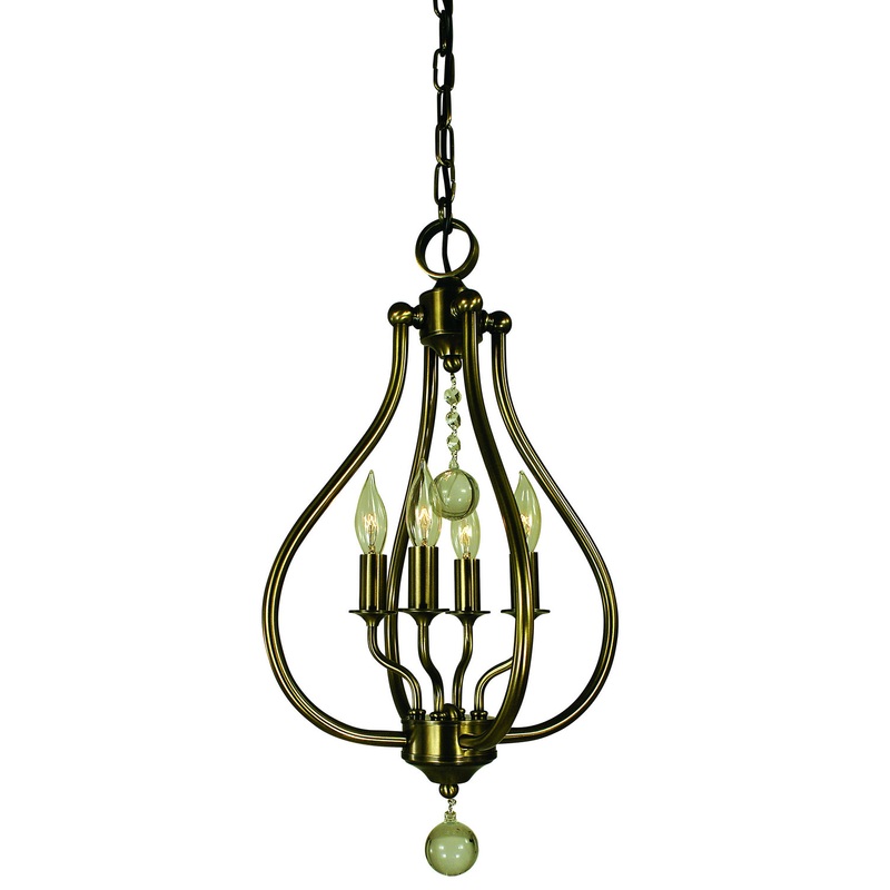 Framburg 4444 AB Dewdrop Four Light Pendant, Antique Brass