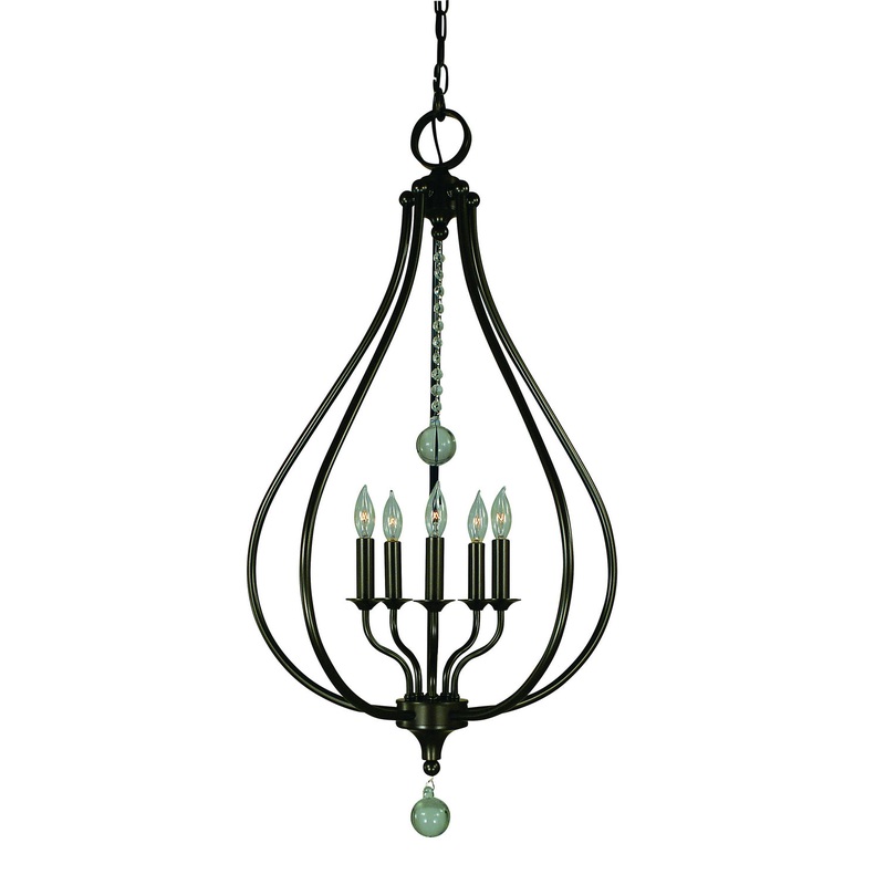 Framburg 4445 MB Dewdrop Five Light Pendant, Mahogany Bronze