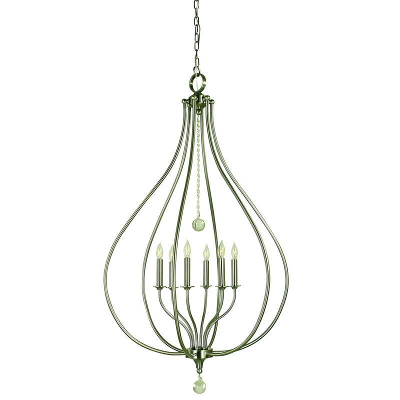 Framburg 4446 BN Dewdrop Six Light Pendant, Brushed Nickel