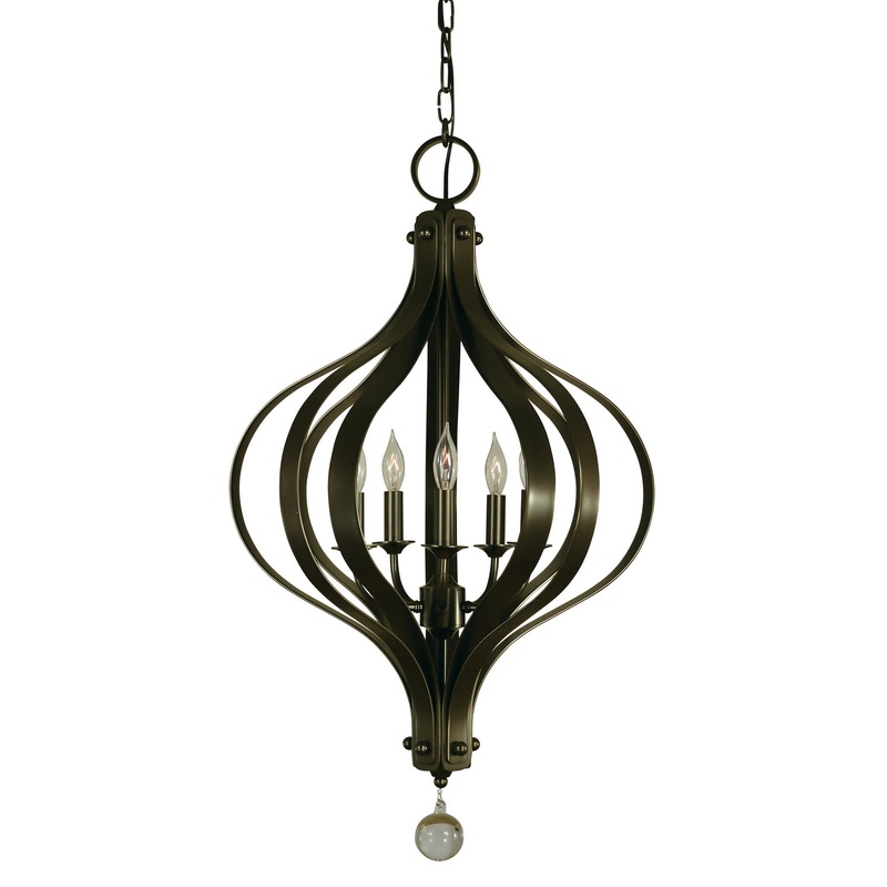 Framburg 4585 MB Aries Five Light Chandelier, Mahogany Bronze