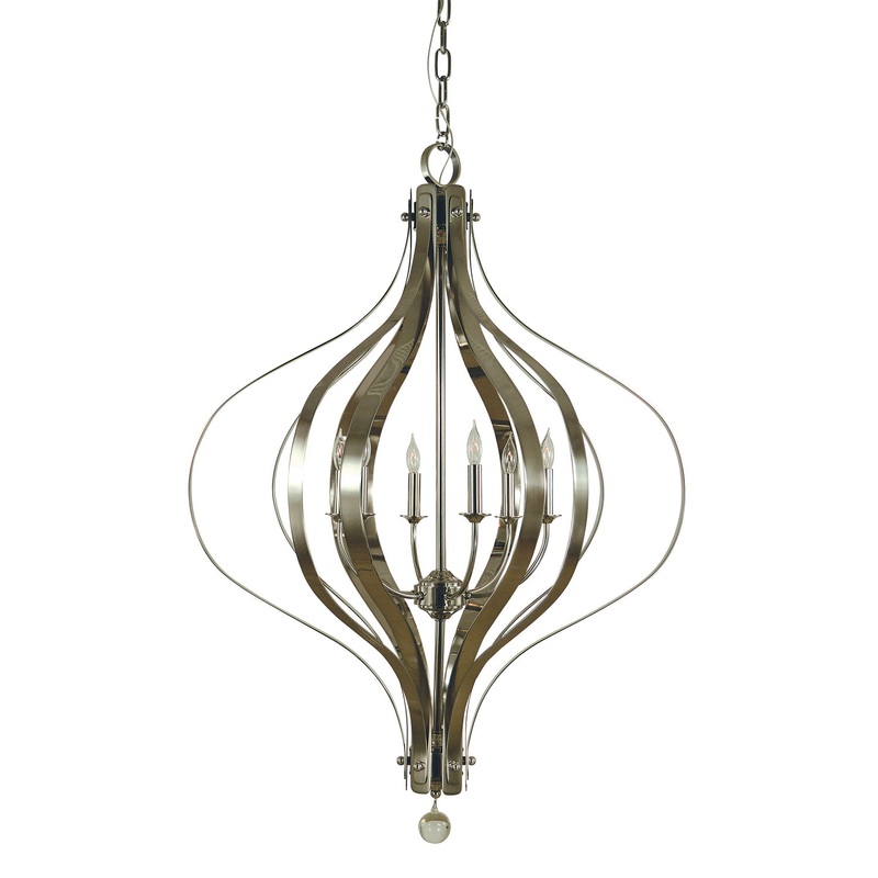 Framburg 4586 PN Aries Six Light Foyer Chandelier, Polished Nickel