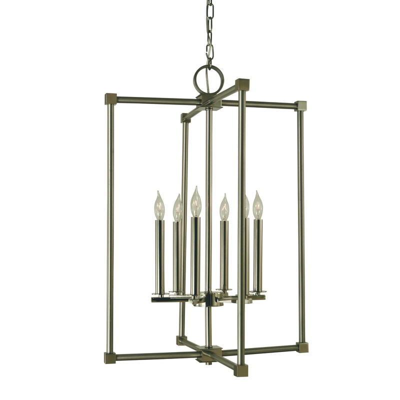 Framburg 4606 BN/PN Lexington Six Light Chandelier, Brushed Nickel with Polished Nickel