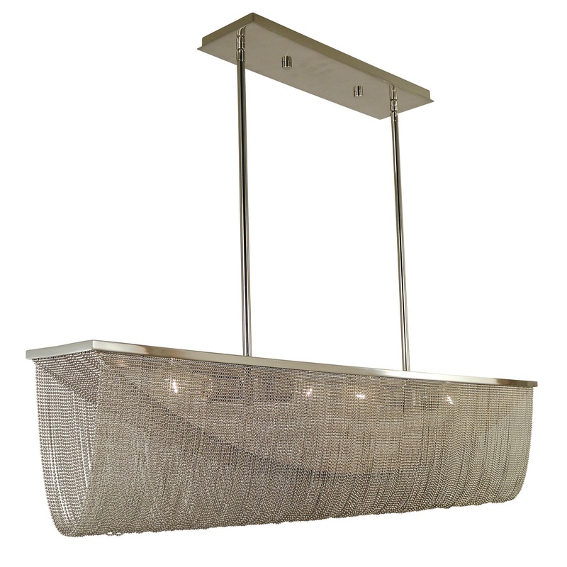 Framburg 4638 PN Genesis Four Light Island Chandelier, Polished Nickel