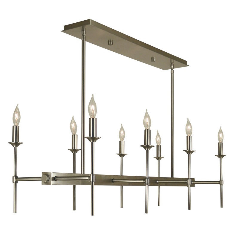 Framburg 4698 BN Chandler Eight Light Island Chandelier, Brushed Nickel