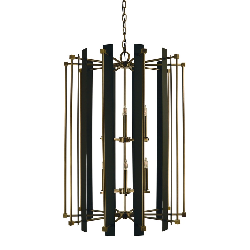 Framburg 4806 AB/MBLACK Louvre 12 Light Foyer Chandelier, Antique Brass with Matte Black