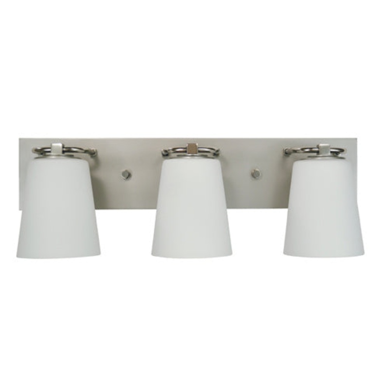 Framburg 4853 SP/PN/WH Mercer Three Light Bath, Satin Pewter with Polished Nickel