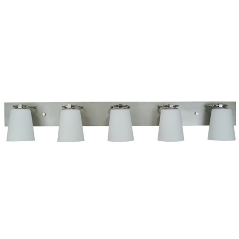 Framburg 4855 SP/PN/WH Mercer Five Light Bath, Satin Pewter with Polished Nickel
