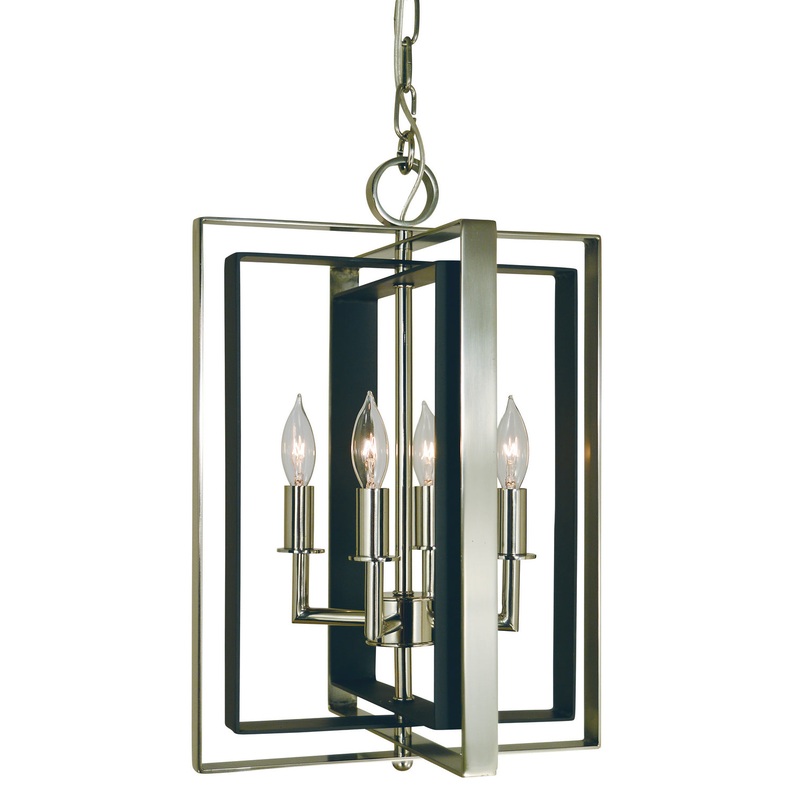 Framburg 4860 BN/MBLACK Symmetry Four Light Chandelier, Brushed Nickel with Matte Black