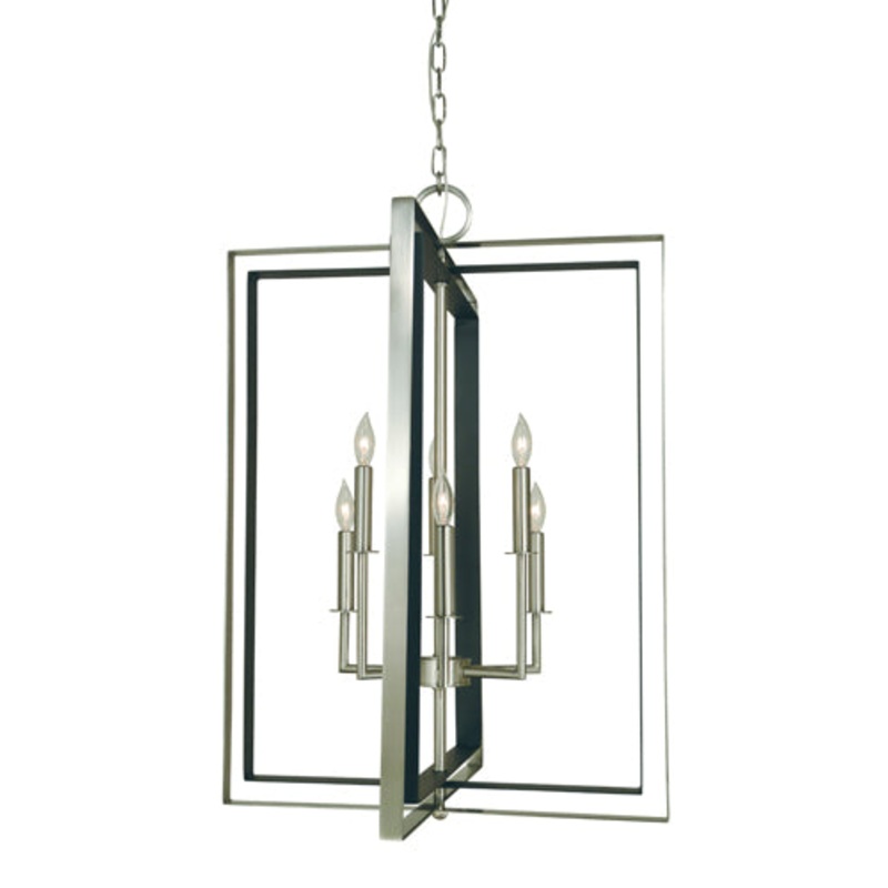 Framburg 4865 BN/MBLACK Symmetry Six Light Chandelier, Brushed Nickel with Matte Black