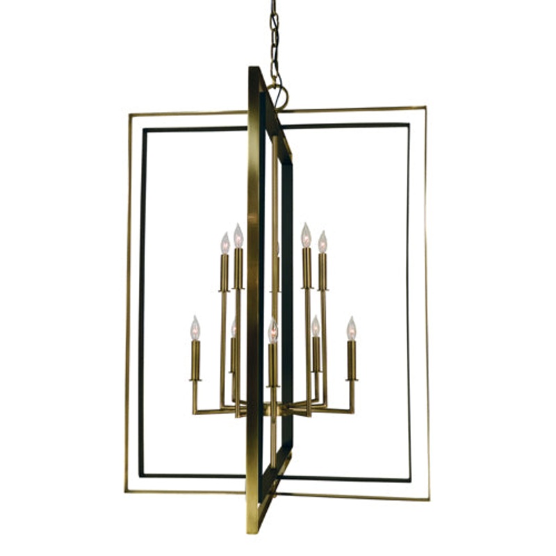 Framburg 4868 AB/MBLACK Symmetry Ten Light Foyer Chandelier, Antique Brass with Matte Black