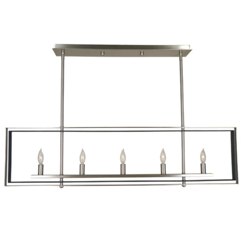 Framburg 4869 BN/MBLACK Symmetry Five Light Island Chandelier, Brushed Nickel with Matte Black