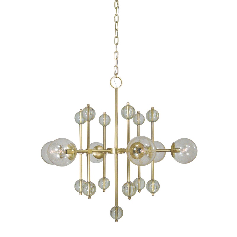 Framburg 4946 SB Solaris Six Light Chandelier, Satin Brass