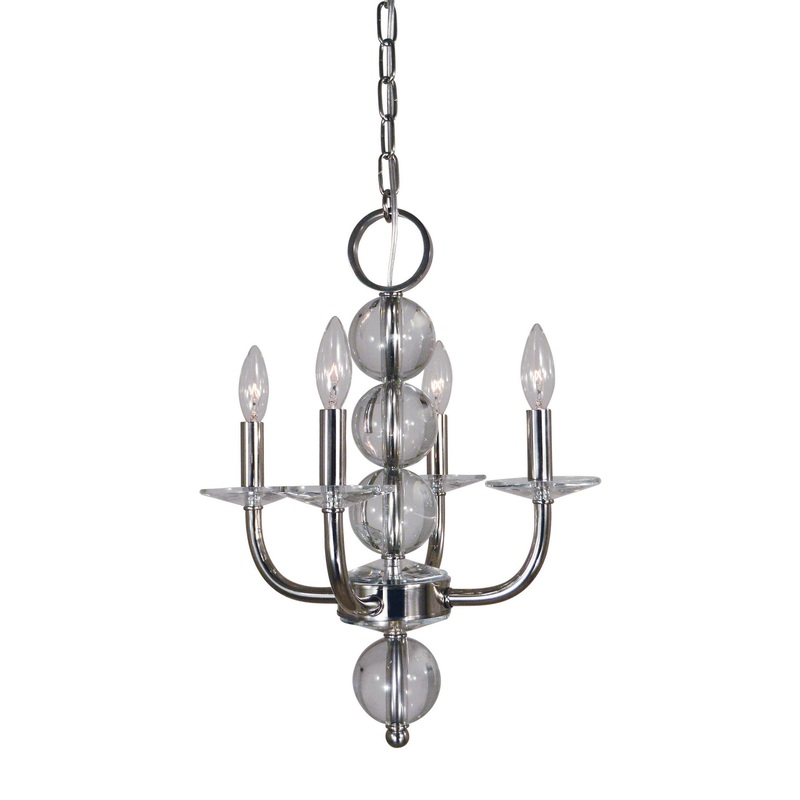 Framburg 4964 PN Glamour Four Light Chandelier, Polished Nickel