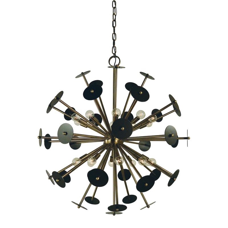 Framburg 4978 AB/MB Apogee 20 Light Chandelier, Antique Brass with Mahogany Bronze Accents