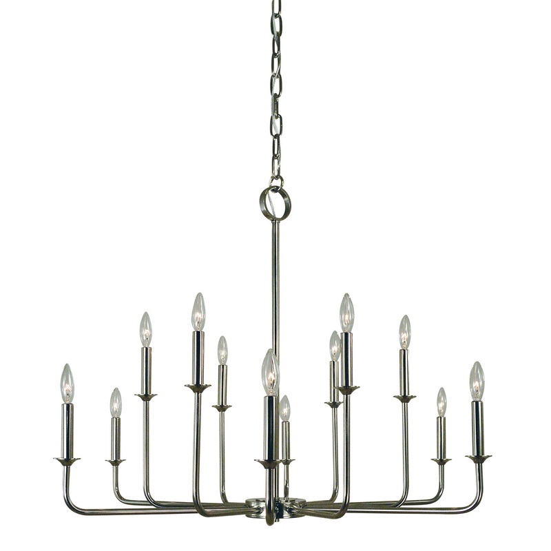 Framburg 4982 PN Boulevard 12 Light Chandelier, Polished Nickel