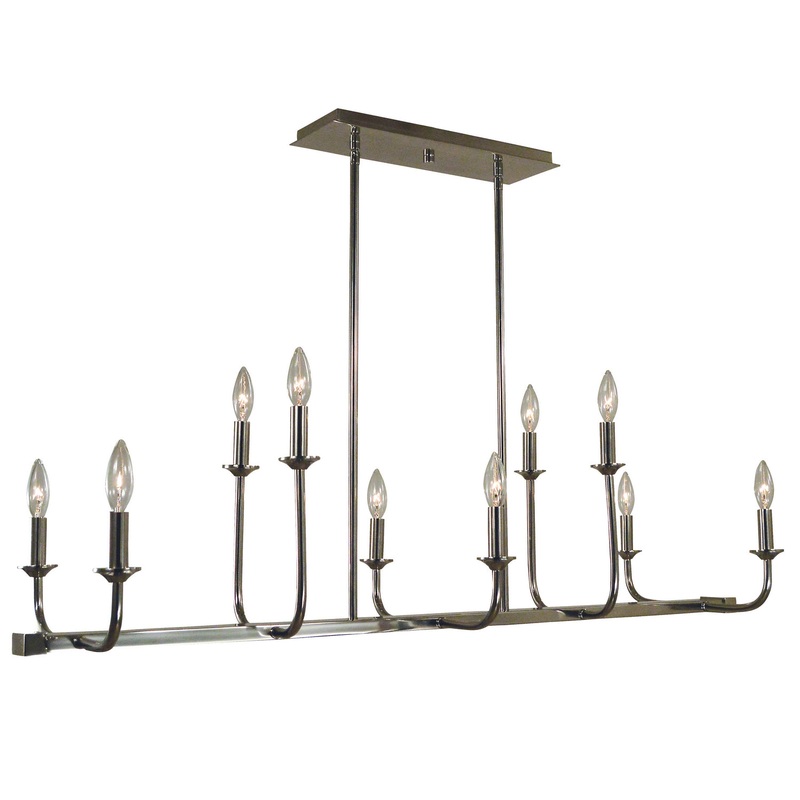 Framburg 4983 PN Boulevard Ten Light Island Chandelier, Polished Nickel