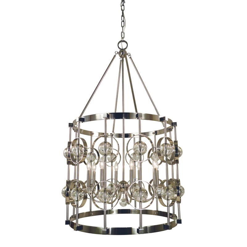 Framburg 5037 PN Ephemeris Eight Light Foyer Chandelier, Polished Nickel