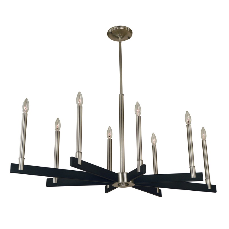 Framburg 5352 BN/MBLACK Jessica Eight Light Chandelier, Brushed Nickel/Matte Black