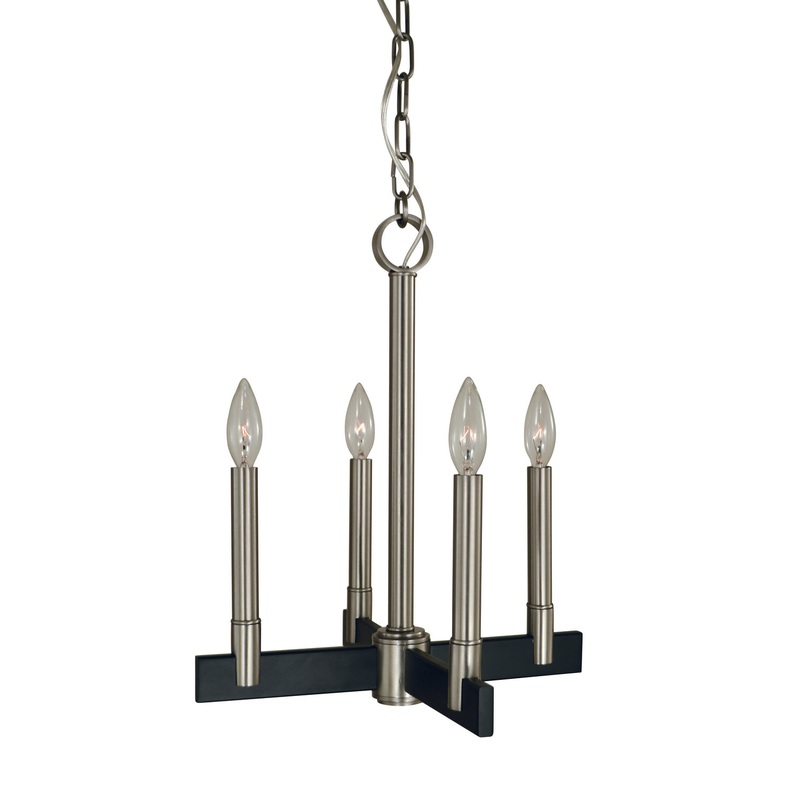 Framburg 5354 BN/MBLACK Jessica Four Light Chandelier, Brushed Nickel/Matte Black