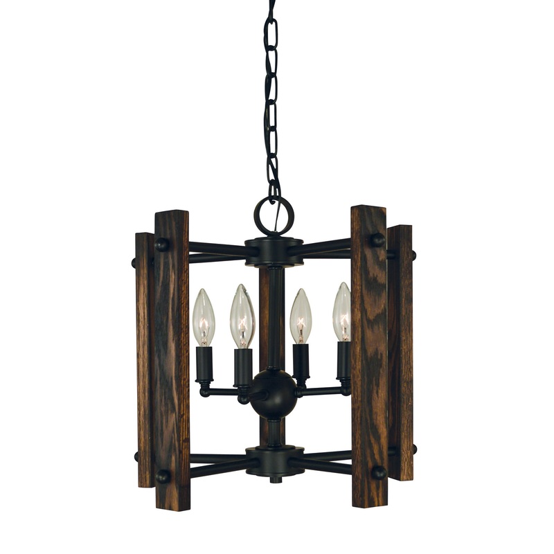 Framburg 5400 MBLACK Modern Farmhouse Four Light Chandelier, Matte Black